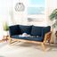 Natural Acacia Wood Daybed with Navy Cushions