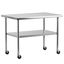 Heavy Duty Stainless Steel Kitchen Prep Table with Adjustable Undershelf and Wheels