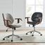 Havana Linen Fabric and Walnut Wood Swivel Office Chair in Beige