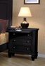 Transitional Black 3-Drawer Nightstand with Pull-Out Tray