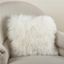 Ivory 20" Square Wool Mongolian Lamb Fur Throw Pillow