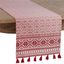 Red and White Cotton Christmas Table Runner with Tassels