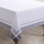 White and Gray Rectangular Fabric Tablecloth with Border Embellishment