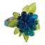 Aqua Beaded Napkin Rings with Flower and Leaves, Set of 4