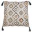 Clay Embroidered Cotton Throw Pillow with Tasseled Corners, 22" Square