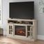 Chalk Oak 60" Fireplace TV Credenza with Glass Doors