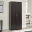 Tall Dark Brown Engineered Wood Storage Cabinet with Adjustable Shelving