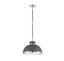 Corning Gray Glass Pendant Light with Polished Nickel Accents