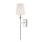 Transitional Style Polished Nickel 1-Light Wall Sconce with White Shade