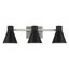 Brushed Nickel 3-Light Vanity with Black Steel Shades