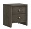 Gray Transitional 2-Drawer Nightstand with Silver Knobs