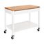 White Steel Work Center Kitchen Island with Wood Top