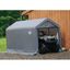 Gray Portable Peak Roof Storage Shed with Roll-Up Doors