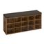 Rustic Brown 15-Cubby Shoe Storage Bench with Cushion