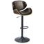 Modern Contoured Adjustable Swivel Bar Stool in Black Leather