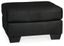 Black Microfiber Contemporary Ottoman with Faux Wood Feet