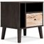 Contemporary Two-Toned Beige & Black Nightstand with Open Shelving