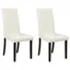 Ivory Faux Leather Upholstered Parsons Side Chair with Wood Legs