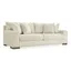 Beige 96" Contemporary Stationary Sofa with Accent Pillows