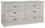 Whitewashed Coastal Chic 6-Drawer Dresser with Medallion Pulls