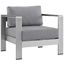 Silver Gray Aluminum Outdoor Armchair with Cushions