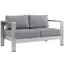 Silver Gray Aluminum Outdoor Loveseat with Cushions