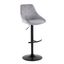 Grey Corduroy Adjustable Swivel Bar Stool with Black Metal Base