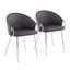 Grey Faux Leather and Chrome Metal Low Arm Chair Set