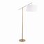 Casper 69" Gold Plated Metal Floor Lamp with Off-White Linen Shade