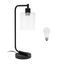 Black Iron Industrial Desk Lamp with USB Port and Glass Shade