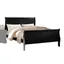 Pine Wood Sleigh Full Bed with Drawer and Headboard in Black