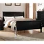 Pine Wood Sleigh Full Bed with Drawer and Headboard in Black