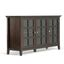 Brunette Brown Solid Wood Wide Storage Cabinet with Glass Doors