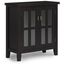 Hickory Brown Solid Wood Low Storage Cabinet with Glass Doors