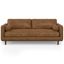 Caramel Brown Genuine Leather Sofa with Removable Cushions