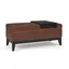 Distressed Saddle Brown Tufted Faux Leather Footstool with Tray