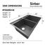 Sinber 33" Black Stainless Steel Double Bowl Kitchen Sink with Drainboard