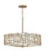 Elegant Burnished Gold Drum Chandelier with White Linen Shade