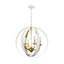 Matte White and Antique Gold 6-Light Sphere Chandelier