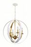 Matte White and Antique Gold 6-Light Sphere Chandelier