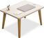 White and Natural Wood Small Coffee Table with Conical Legs