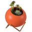 Chic Orange Ceramic Bud Vase with Gold Stand, 4.5"