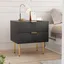 Black Fluted 2-Drawer Nightstand with Gold Accents