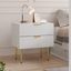 White Wave Pattern Nightstand with Gold Accents and 2 Drawers