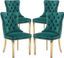 Green Velvet Upholstered Dining Chairs with Gold Legs, Set of 4