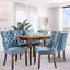 Sky-Blue Velvet Upholstered Dining Chairs with Wood Legs, Set of 6