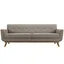 Granite Gray Tufted Fabric Sofa with Removable Cushions