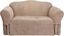 Taupe Stretch Suede Loveseat Slipcover with Side Ties