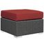 Sojourn 25'' Canvas Red Sunbrella Outdoor Ottoman with Synthetic Rattan Weave