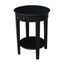 Black Round Wood Accent Table with Storage Drawer